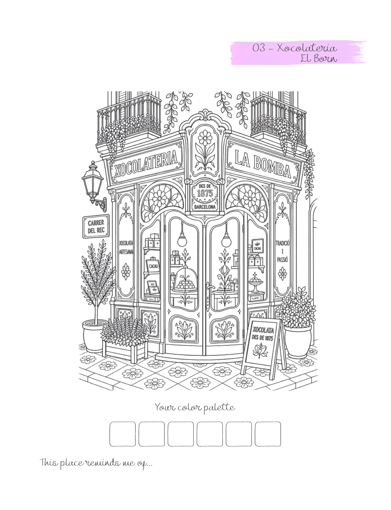 Colección Fachadas de Barcelona — Página para colorear