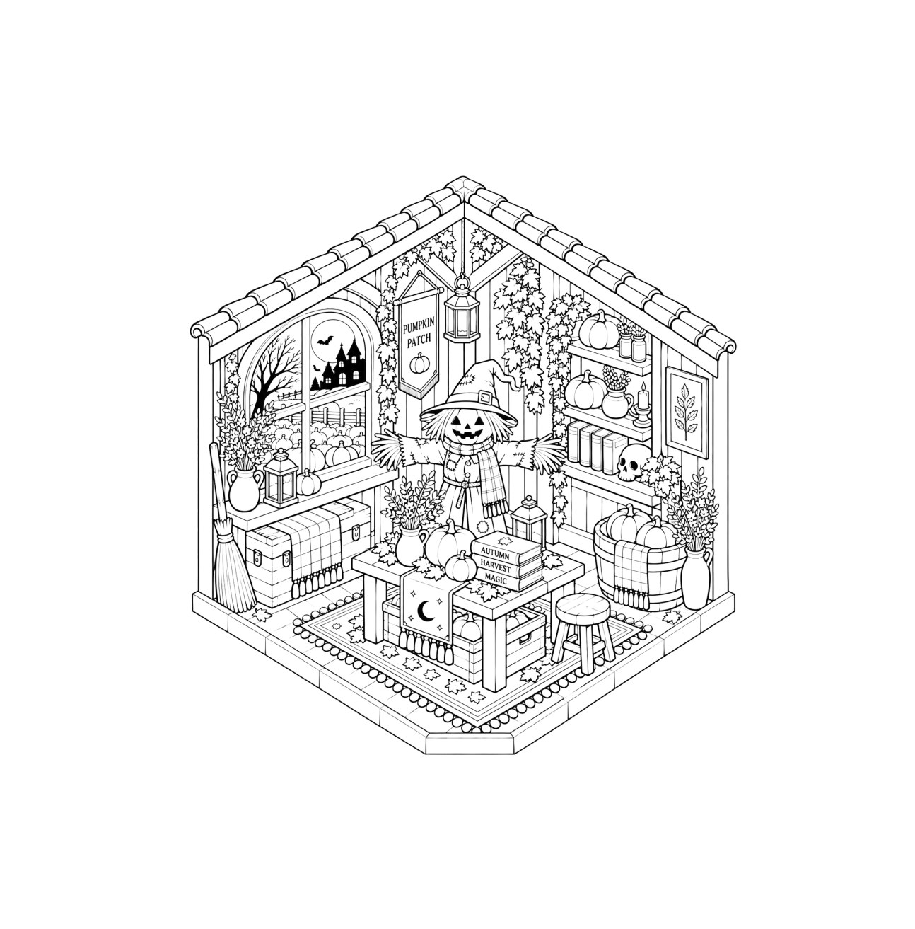 The Cozy Halloween Coloring Book — Coloring page