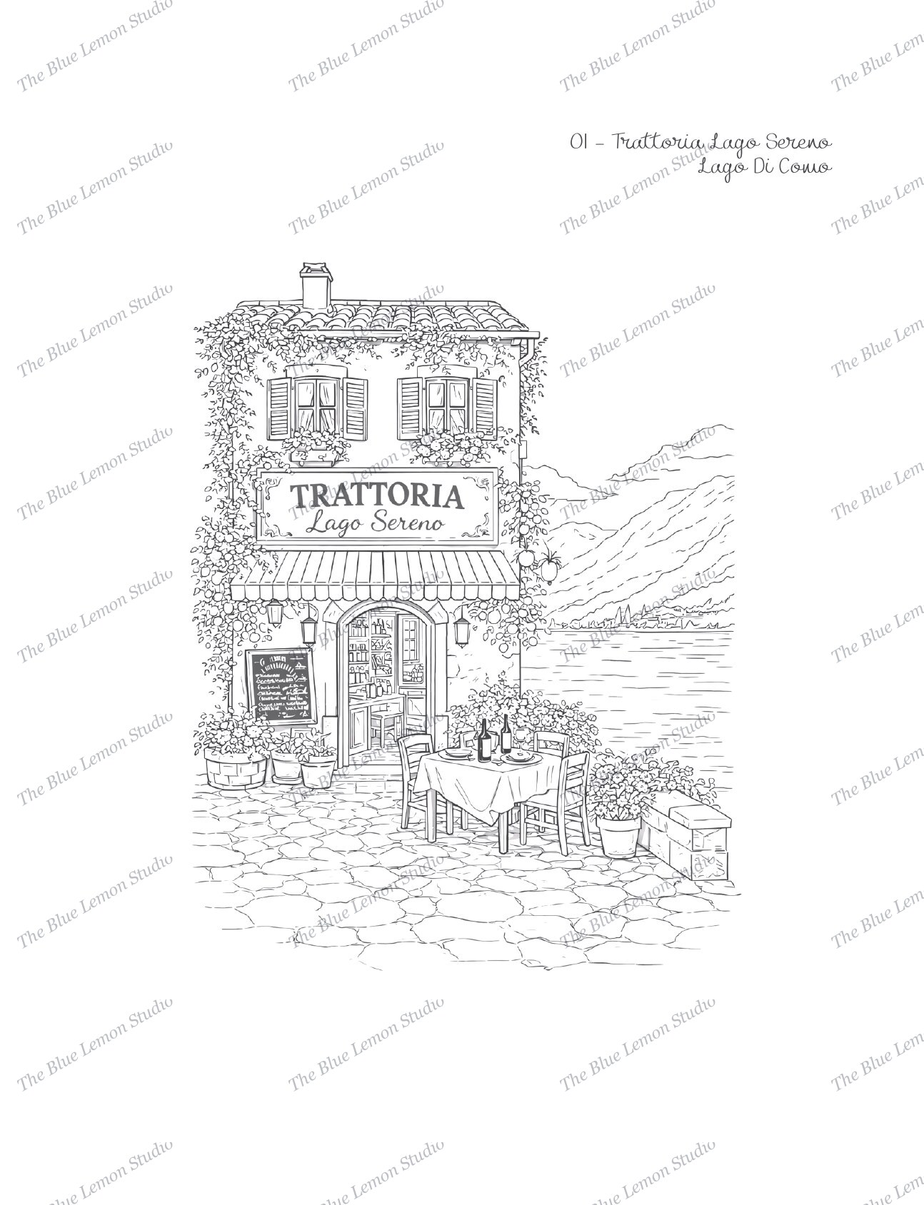 Colección Trattorias Italianas — Página para colorear