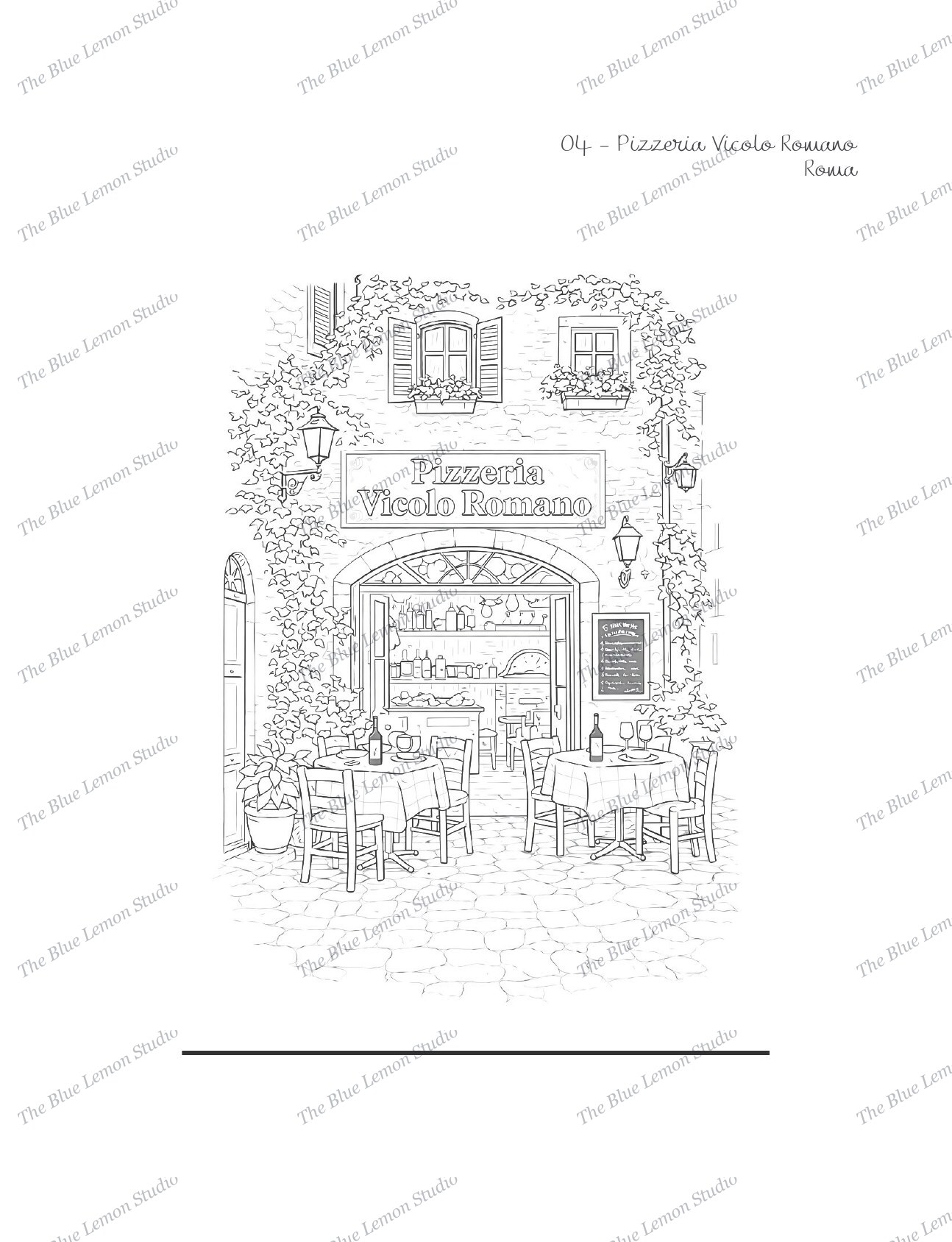 Colección Trattorias Italianas — Página para colorear