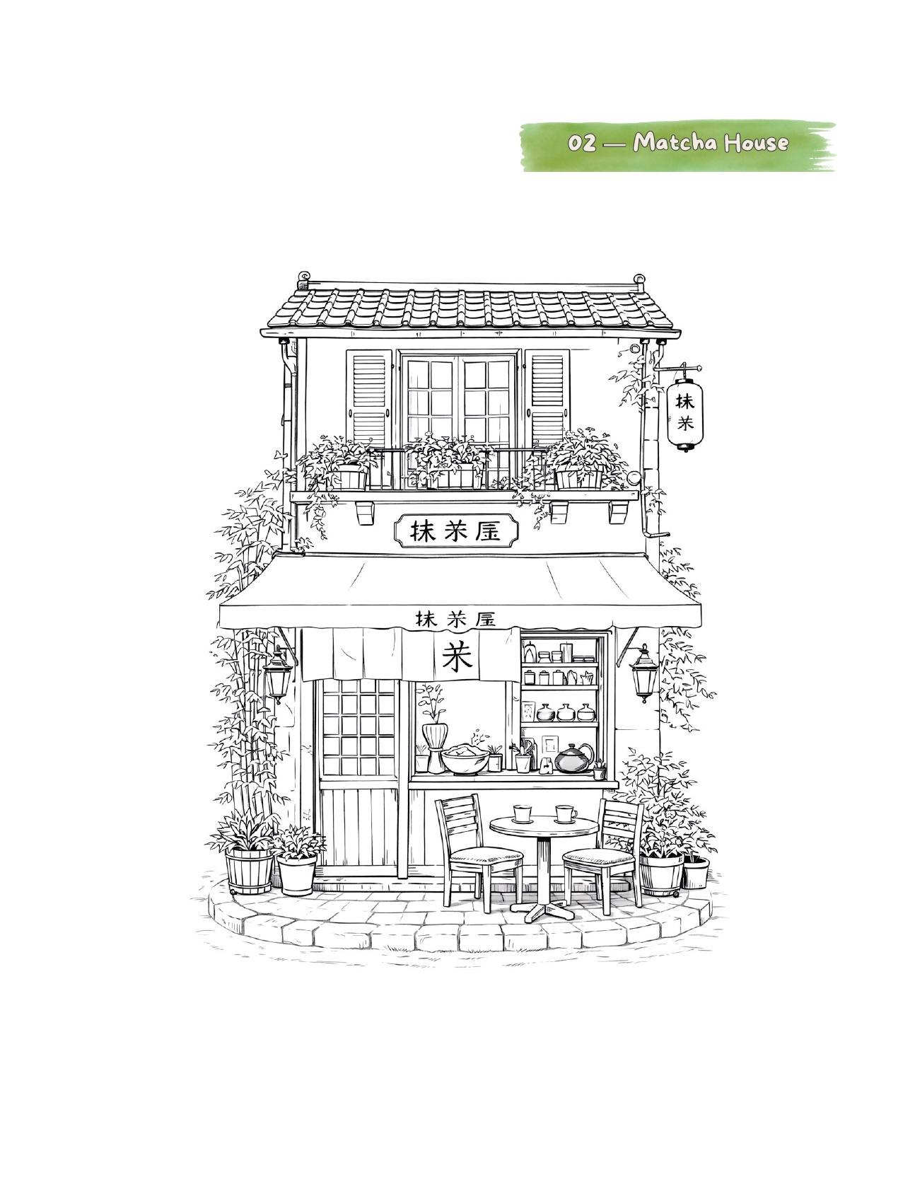 Colección Casas de Té Japonesas — Página para colorear